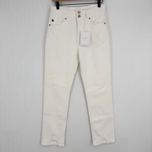 KanCan High Rise Slim Straight White Distressed NEW Jeans Womens 28